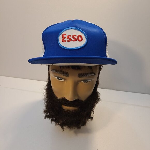 Vintage 90s Trucker Hat Esso Patch Foam/ Mesh Adjustable Hat - Picture 1 of 7